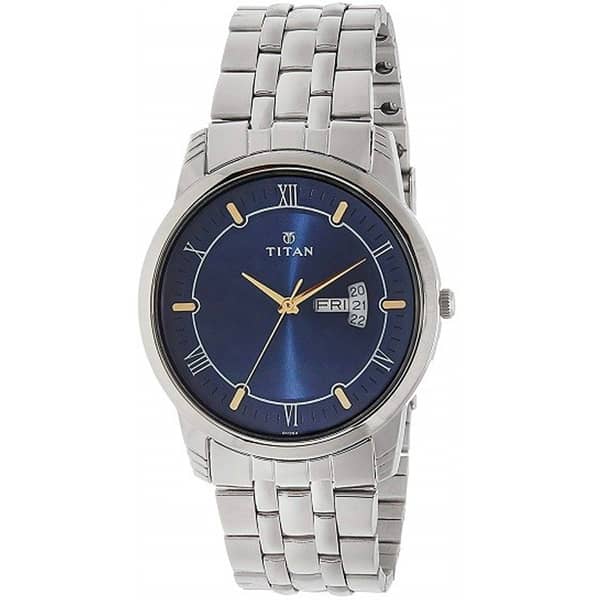 Titan, 1774SM01, Mens Watch Karishma Collection Analog, Blue Dial Silver Stainless Band Titan, 1774SM01, Mens Watch Karishma Collection Analog, Blue Dial Silver Stainless Band