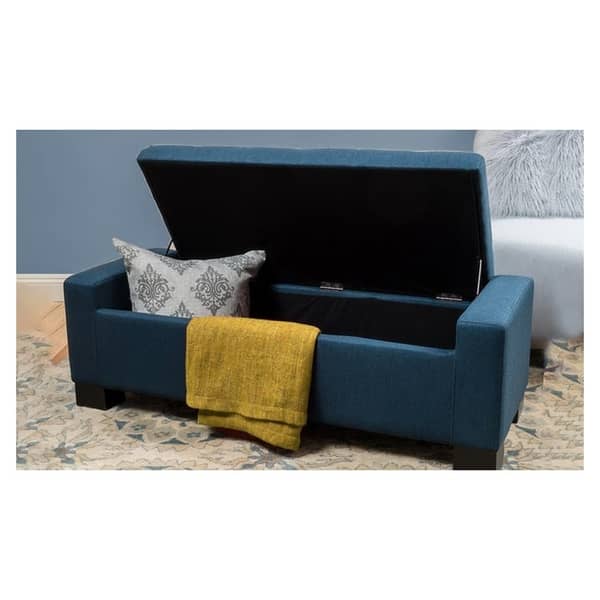 Tufted Storage-Bench Ottoman (Blue) Tufted Storage-Bench Ottoman (Blue)