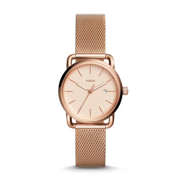 Fossil ES4333 The Commuter Three-Hand Date Rose Gold-Tone Stainless Steel Watch Fossil ES4333 The Commuter Three-Hand Date Rose Gold-Tone Stainless Steel Watch