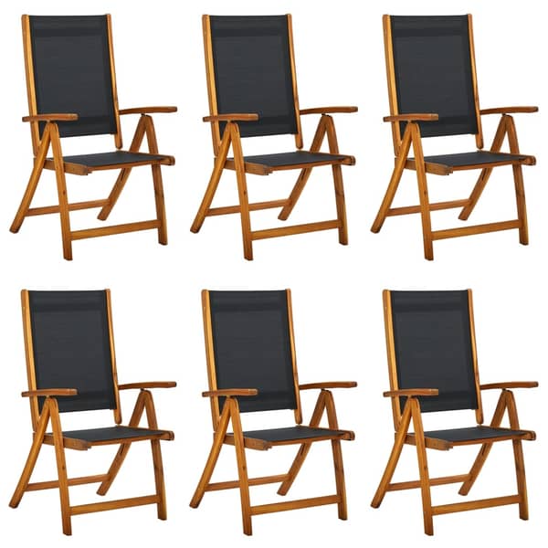 vidaXL Folding Garden Chairs 6 pcs Solid Wood Acacia and Textilene vidaXL Folding Garden Chairs 6 pcs Solid Wood Acacia and Textilene