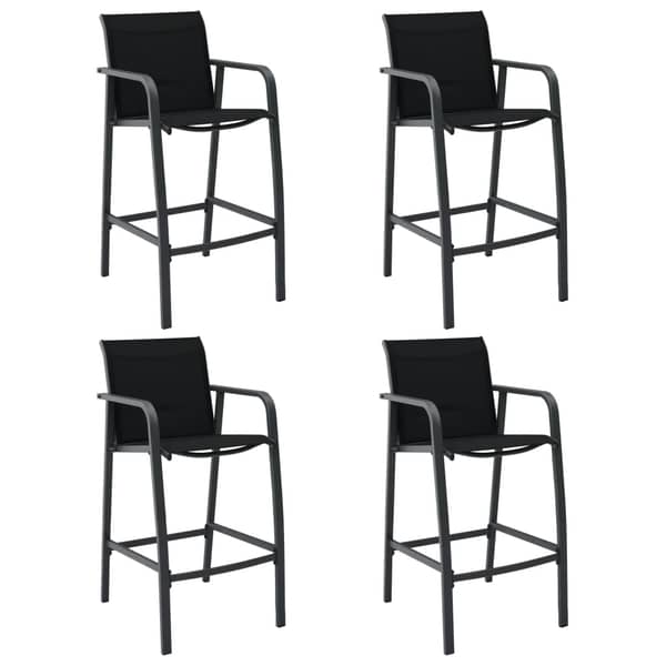 vidaXL Garden Bar Chairs 4 pcs Black Textilene vidaXL Garden Bar Chairs 4 pcs Black Textilene