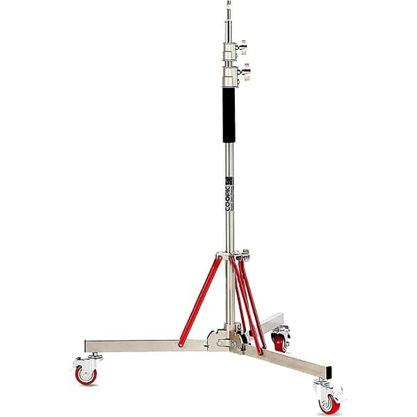 COOPIC Heavy Duty 100% Stainless Steel Adjustable Tripod Light Stand with Wheeled Casters Base Maximum Height 300cm for Studio Photography Stand, Soft box, Moonlight, Reflector etc COOPIC Heavy Duty 100% Stainless Steel Adjustable Tripod Light Stand with Wheeled Casters Base Maximum Height 300cm for Studio Photography Stand, Soft box, Moonlight, Reflector etc