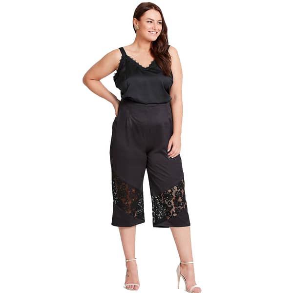 ELVI Black Vega Lace Culottes Size 18