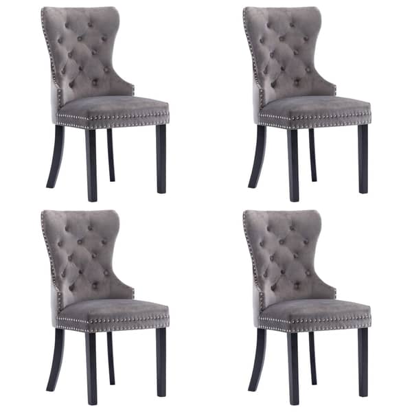 vidaXL Dining Chairs 4 pcs Grey Velvet vidaXL Dining Chairs 4 pcs Grey Velvet