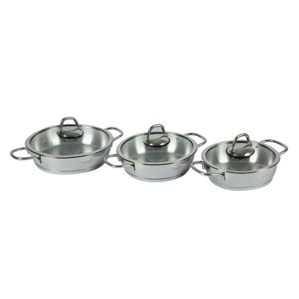 Hisar 6 Piece Teos Egg Pans Cookware Set, Stainless Steel Pan Set, 8 Inch Frying Pan, Single Egg Frying Pan, Stainless Steel Pot Set