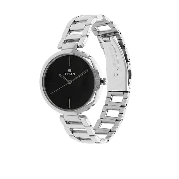 Titan, 2480SM02, Womens Watch Tagged Collection Analog, Black Dial Silver Stainless Band