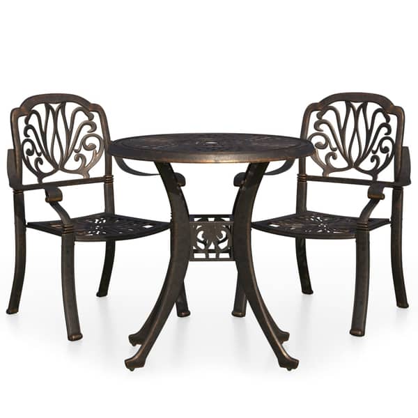 vidaXL 3 Piece Bistro Set Cast Aluminium Bronze vidaXL 3 Piece Bistro Set Cast Aluminium Bronze