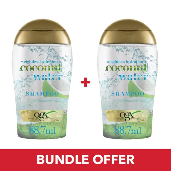 OGX Shampoo Weightless Hydration + Coconut Water 88ml - Pack of 2 Pieces (Bundle Offer)