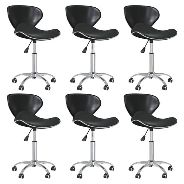 vidaXL Swivel Dining Chairs 6 pcs Black Faux Leather vidaXL Swivel Dining Chairs 6 pcs Black Faux Leather