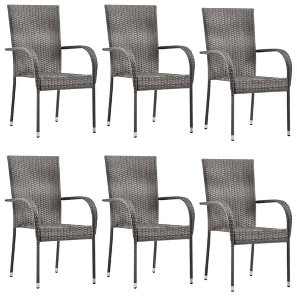 Vidaxl Stackable Outdoor Chairs 6 Pcs Grey Poly Rattan Vidaxl Stackable Outdoor Chairs 6 Pcs Grey Poly Rattan