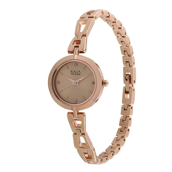 Titan, 2540WM06, Womens Watch Raga Collection Analog, Rose Gold Dial Rose Gold Stainless Band