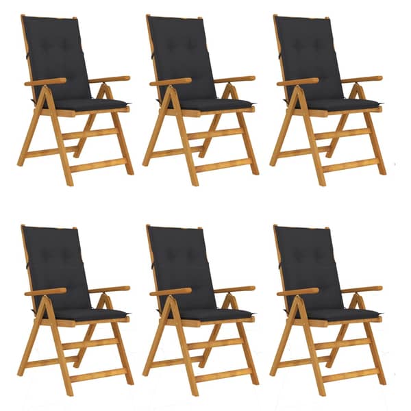 vidaXL Folding Garden Chairs 6 pcs with Cushions Solid Acacia Wood vidaXL Folding Garden Chairs 6 pcs with Cushions Solid Acacia Wood