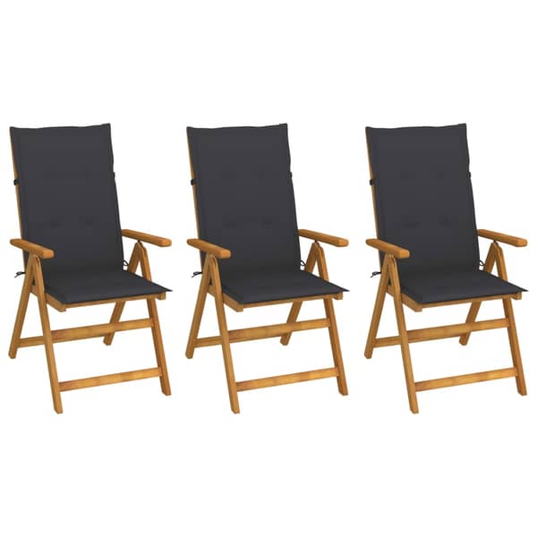 vidaXL Folding Garden Chairs 3 pcs with Cushions Solid Acacia Wood vidaXL Folding Garden Chairs 3 pcs with Cushions Solid Acacia Wood