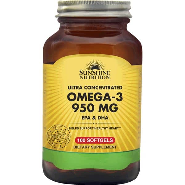Sunshine Nutrition Ultra Conc Omega-3 950mg Epa & Dha 100 Softgels