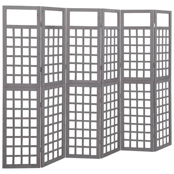 Vidaxl 6-panel Room Divider/trellis Solid Fir Wood Grey 242.5x180 Cm