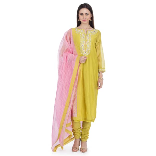 BIBA Mustard Straight Kurta Set Size 36