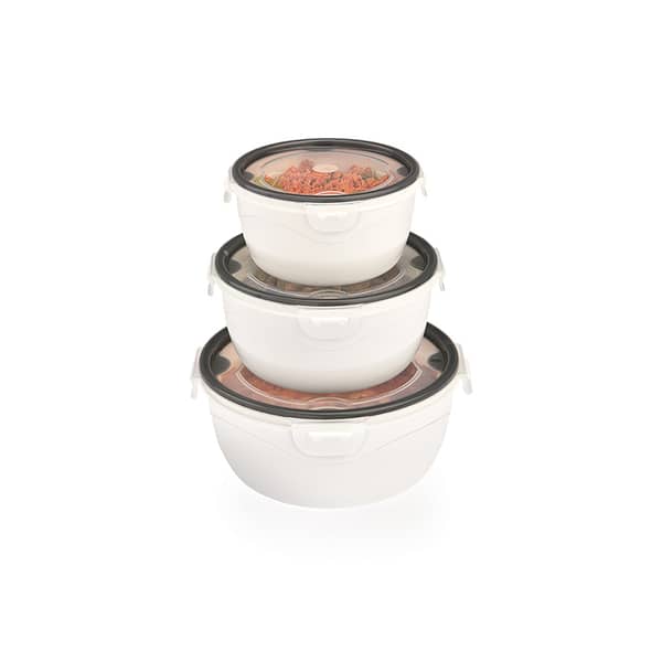 Pure White Body Lock & Fit Round Box 3 Pcs Set (0.65 Lt. + 1.1 Lt. + 1.9 Lt.) Pure White Body Lock & Fit Round Box 3 Pcs Set (0.65 Lt. + 1.1 Lt. + 1.9 Lt.)