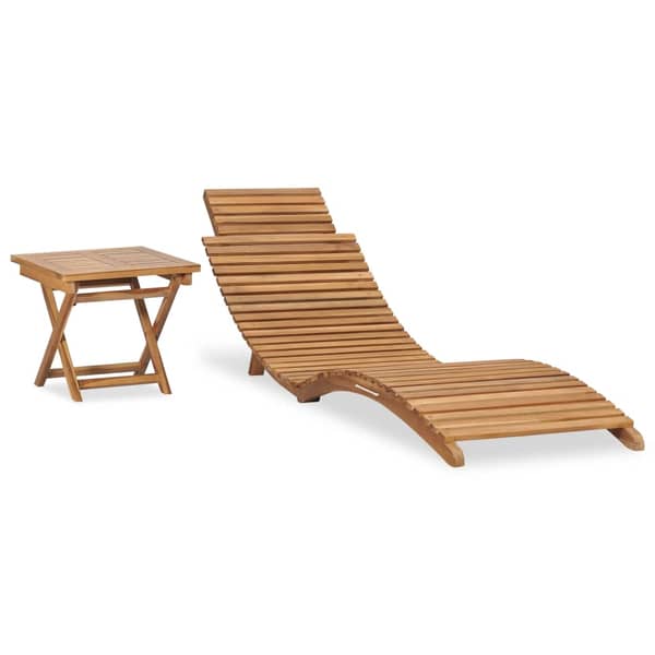 Vidaxl Folding Sun Lounger With Table Solid Teak Wood Vidaxl Folding Sun Lounger With Table Solid Teak Wood