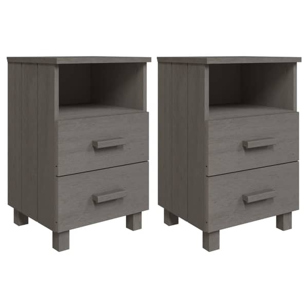 vidaXL Bedside Cabinets HAMAR 2 pcs Light Grey 40x35x62 cm Solid Wood vidaXL Bedside Cabinets HAMAR 2 pcs Light Grey 40x35x62 cm Solid Wood