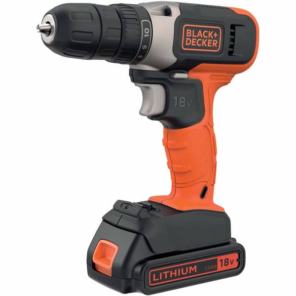 Black and Decker 18V 1 Speed Drill Driver & 2x1.5AH Batt