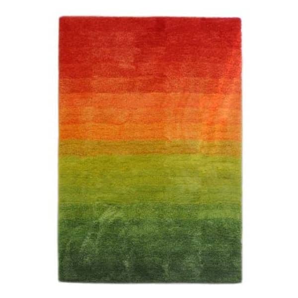 Shaggy Modern Design Carpet Green/Orange/Red