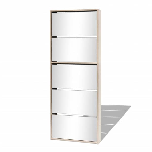 vidaXL Shoe Cabinet 5-Layer Mirror Oak 63x17x169.5 cm vidaXL Shoe Cabinet 5-Layer Mirror Oak 63x17x169.5 cm