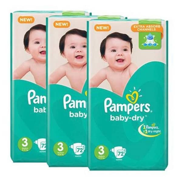 Pampers Baby Dry Diapers Jumbo Pack Size 3 4-9 Kg 72 Count Pack of 3 Pampers Baby Dry Diapers Jumbo Pack Size 3 4-9 Kg 72 Count Pack of 3