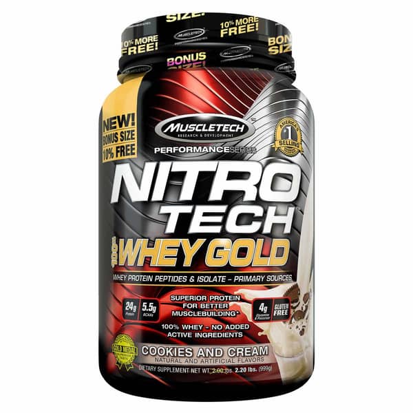 MuscleTech Nitro Tech 100% Whey Gold Cookies & Cream 2.2LB