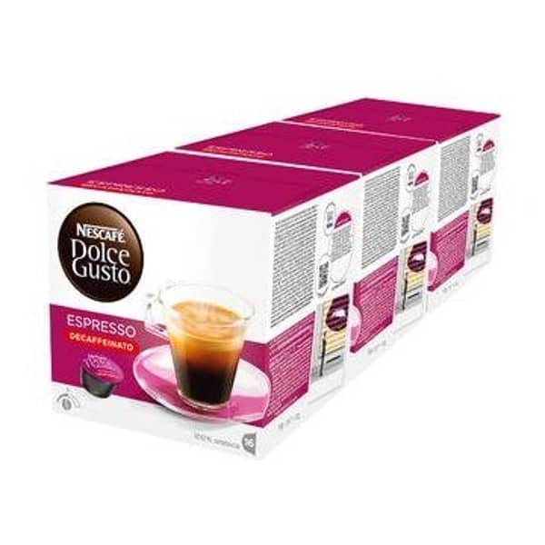 Nescafe Dolce Gusto Espresso Decaf Coffee Capsules (16 Capsules 16 Cups) Pack of 3