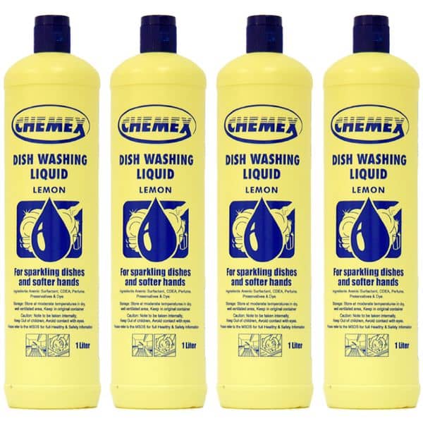 Chemex Dish Washing Liquid Lemon 1 Liters, Pack of 4