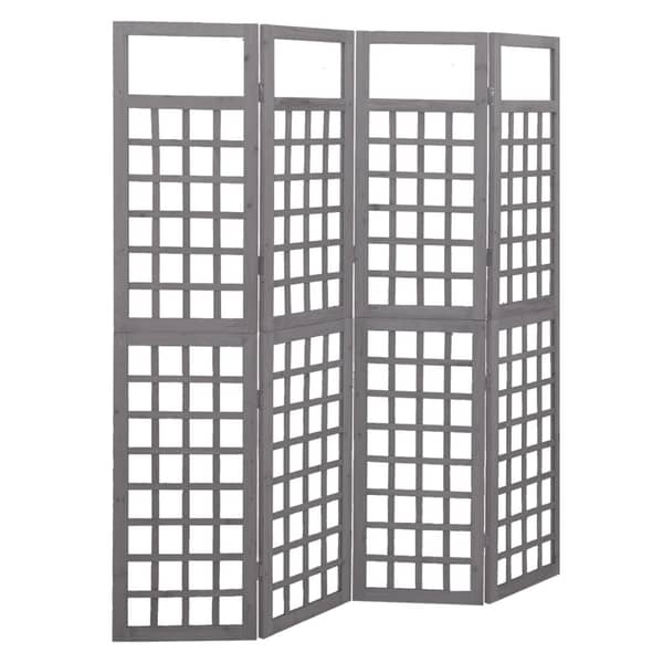 Vidaxl 4-panel Room Divider/trellis Solid Fir Wood Grey 161x180 Cm Vidaxl 4-panel Room Divider/trellis Solid Fir Wood Grey 161x180 Cm