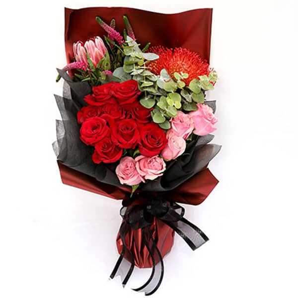 Glorious Mix Roses & Protea Bouquet Glorious Mix Roses & Protea Bouquet