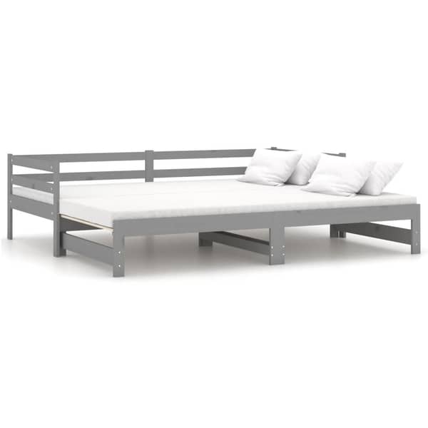 Vidaxl Pull-out Day Bed Grey Solid Pinewood 2x Vidaxl Pull-out Day Bed Grey Solid Pinewood 2x