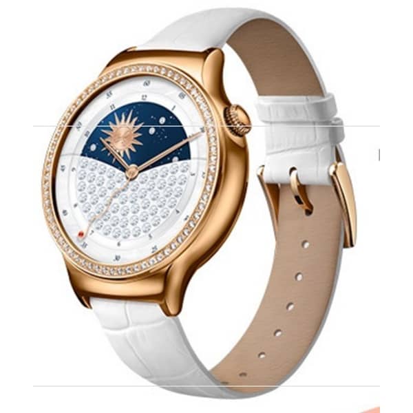 Huawei Smart Watch G202 Jewel Rose Gold Plated Stainless Case Swaroski W/ White Band Huawei Smart Watch G202 Jewel Rose Gold Plated Stainless Case Swaroski W/ White Band