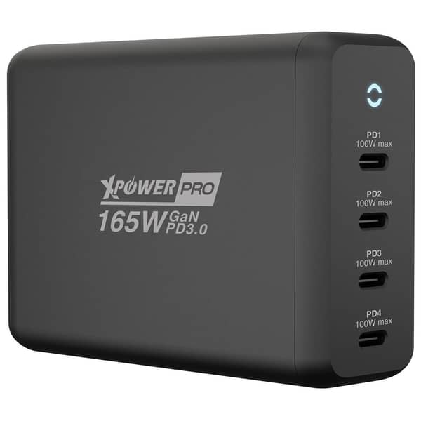 XPower PRO GX165 (165W) 4-Port Desktop Fast Charger [GaN Tech] - Black