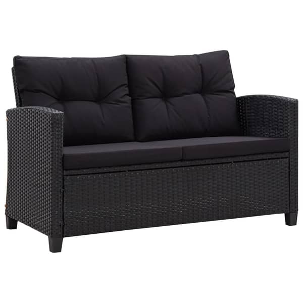 Vidaxl 2-seater Garden Sofa With Cushions Black 124 Cm Poly Rattan Vidaxl 2-seater Garden Sofa With Cushions Black 124 Cm Poly Rattan