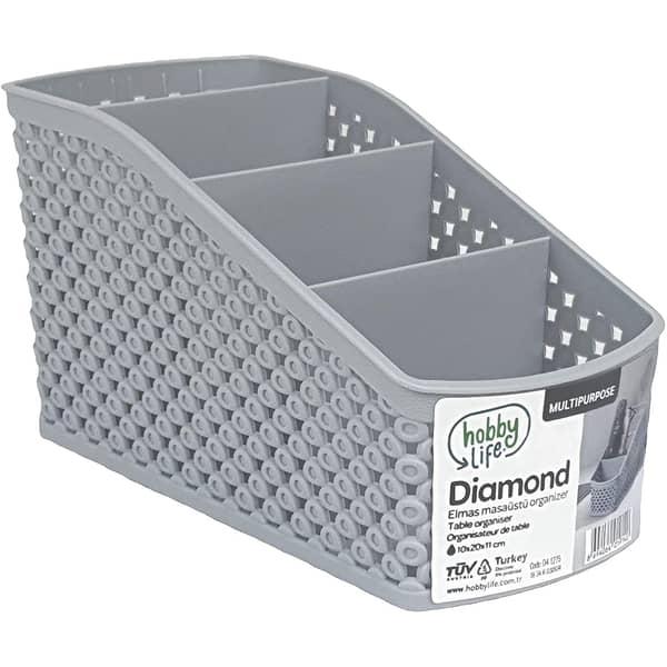 Hobby Life Diamond Design 4-compartments Table Organizer (cool Grey), Home Storage Basket Bins Organizer, Multipurpose Boxes