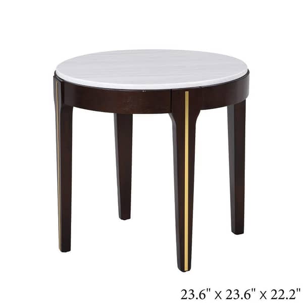 Danube - Cody End Table-white Marble / Dark Oak