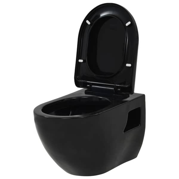 vidaXL Wall-Hung Toilet Ceramic Black vidaXL Wall-Hung Toilet Ceramic Black