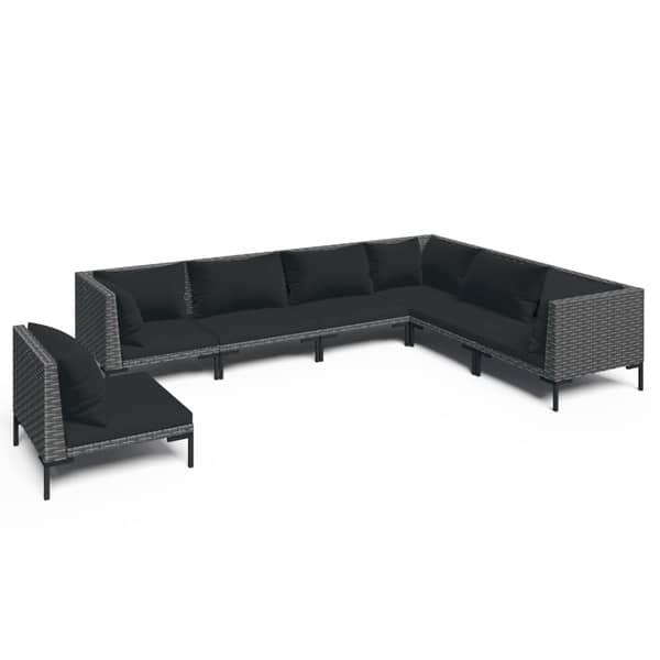 vidaXL 7 Piece Garden Lounge Set with Cushions Poly Rattan Dark Grey vidaXL 7 Piece Garden Lounge Set with Cushions Poly Rattan Dark Grey