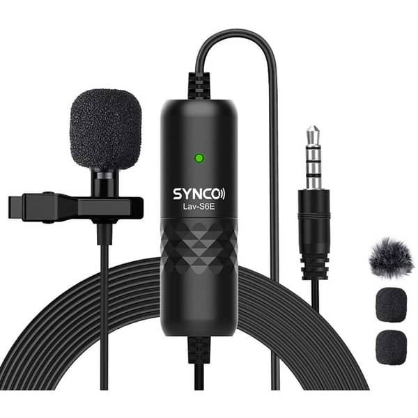 Synco Lavalier Omnidirectional Collar Microphone with Cable Black