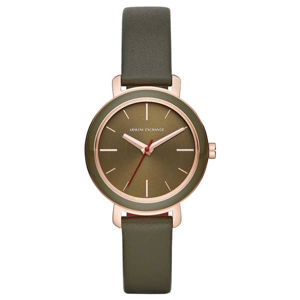 Armani Exchange AX5701 Green Leather Analog Women Watch Armani Exchange AX5701 Green Leather Analog Women Watch