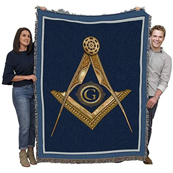 Pure Country Weavers Masonic Gold Square And Compass Blanket Throw Woven From Cotton - Made In The Usa (72X54)