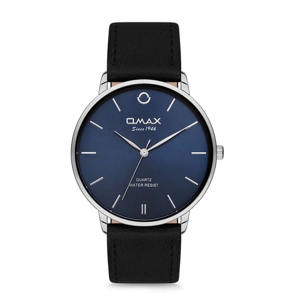 Omax Classic Series Black Leather Analog Watch For Men HX01P42I