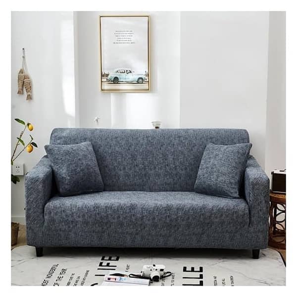 Stretchable Sofa Cover Three Seater Grey Design Fits Size between 190-230cm