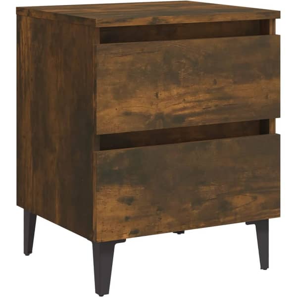 Vidaxl Bed Cabinet With Metal Legs Smoked Oak 40x35x50 Cm