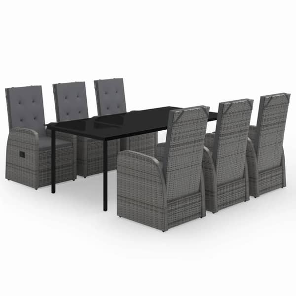 vidaXL 7 Piece Garden Dining Set with Cushions Grey vidaXL 7 Piece Garden Dining Set with Cushions Grey