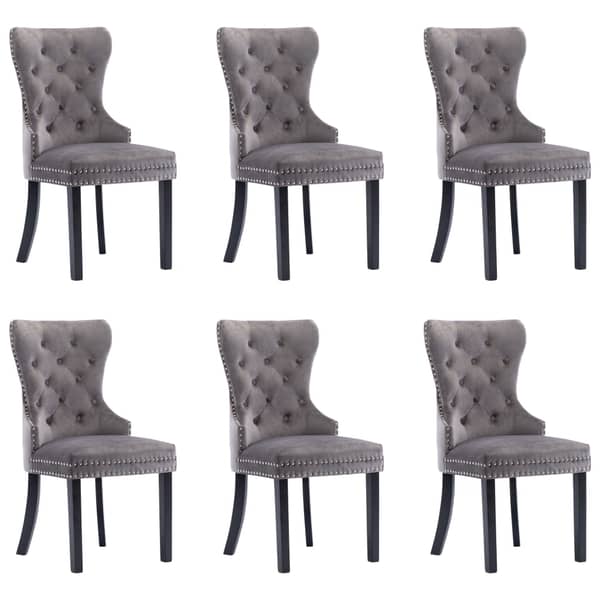 vidaXL Dining Chairs 6 pcs Grey Velvet vidaXL Dining Chairs 6 pcs Grey Velvet
