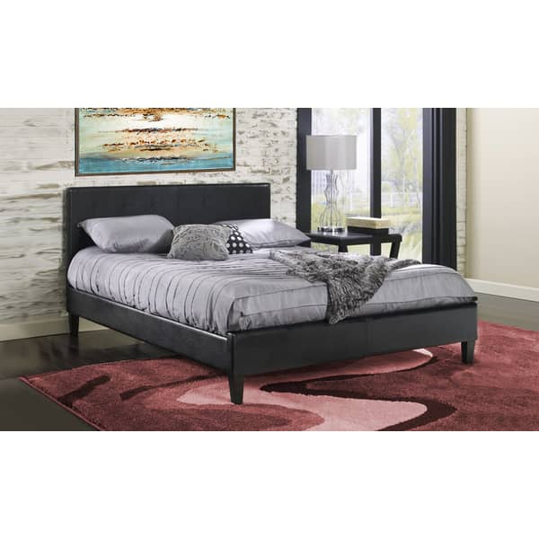 Modern Faux Leather Platform Bed King Black Modern Faux Leather Platform Bed King Black