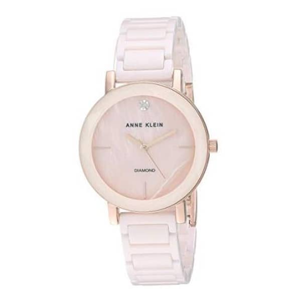 Anne Klein Pink Ceramic Quartz Watch Women